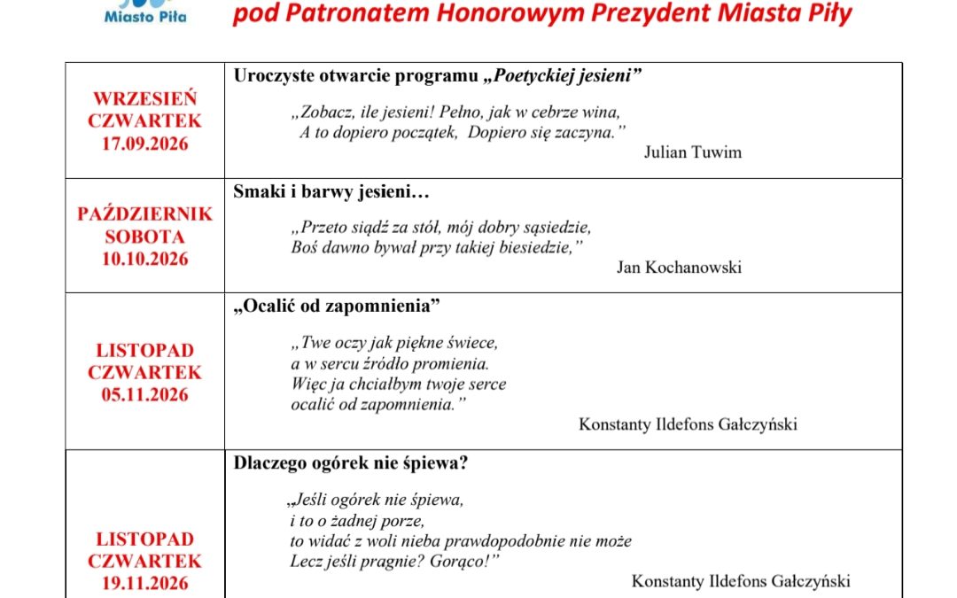 „Poetycko, jesiennie,pięknie”- jubileuszowa jesień z poezją na targowisku.
